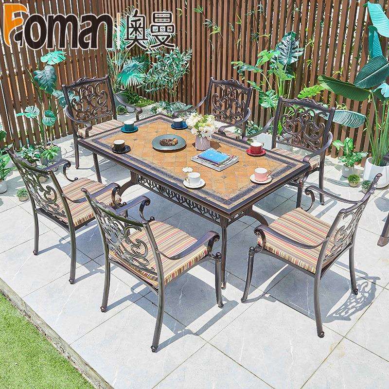 户外桌椅庭院欧式铸铝三五件套露台露天室外花园铁艺家具阳台休闲