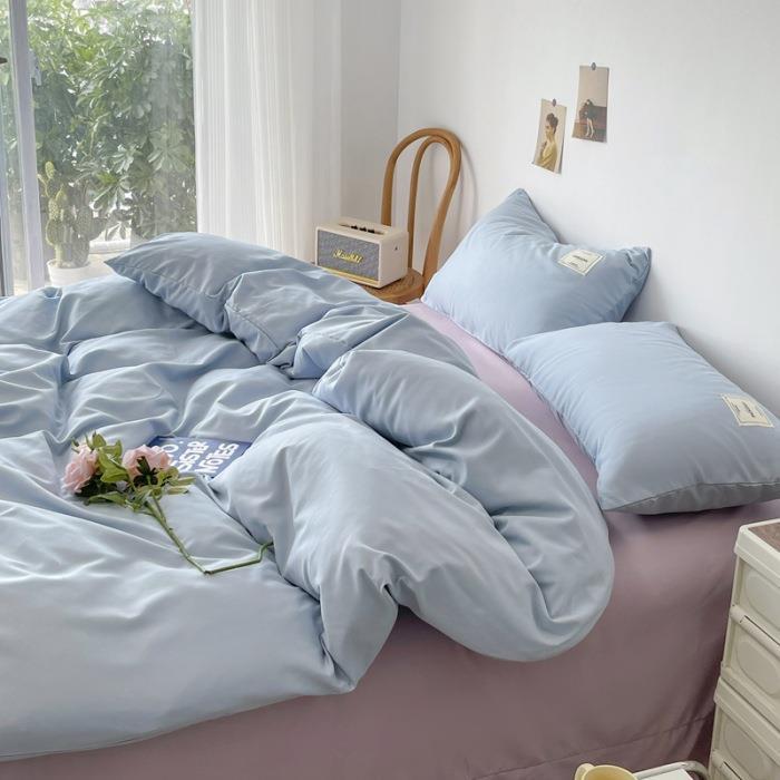 水洗棉四件套四季通用被套夏季学生宿舍床单人三件套床上用品女男