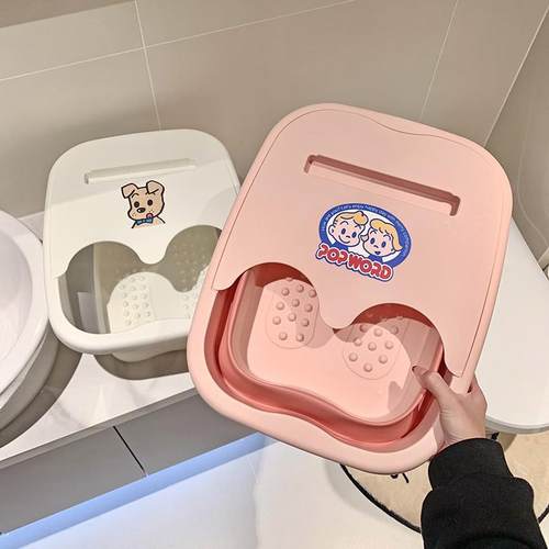 可折叠泡脚盆可爱家用便携过小腿保温带盖深桶塑料足浴按摩盆宿舍