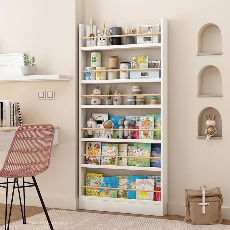 儿童实木书架门后收纳柜置物架极窄柜家用绘本架夹缝卧室新品