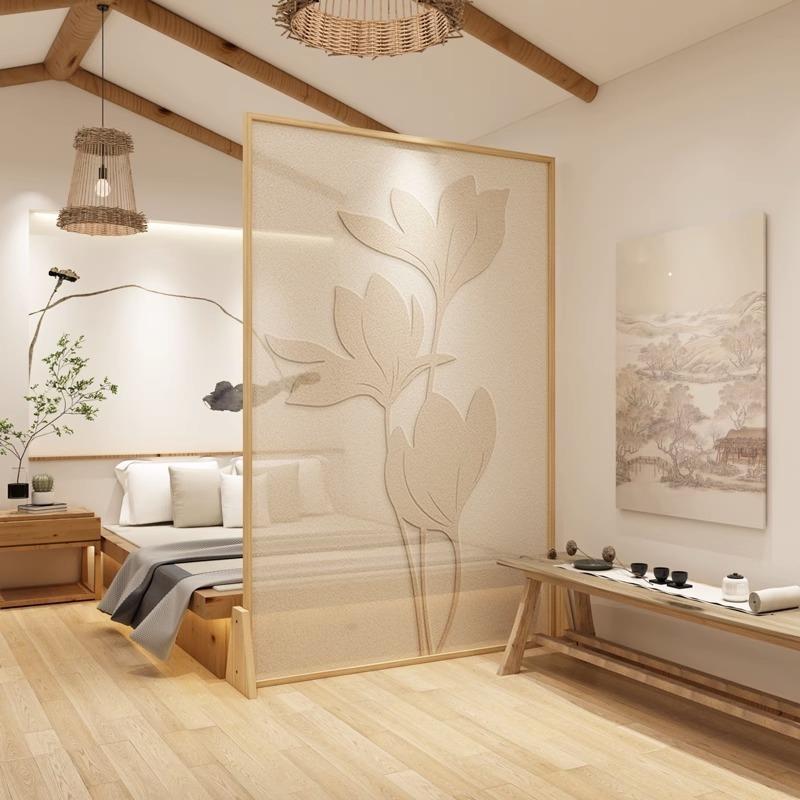 素雅屏风隔断客厅遮挡卧室入户门玄关现代简约实木家用轻奢小座屏