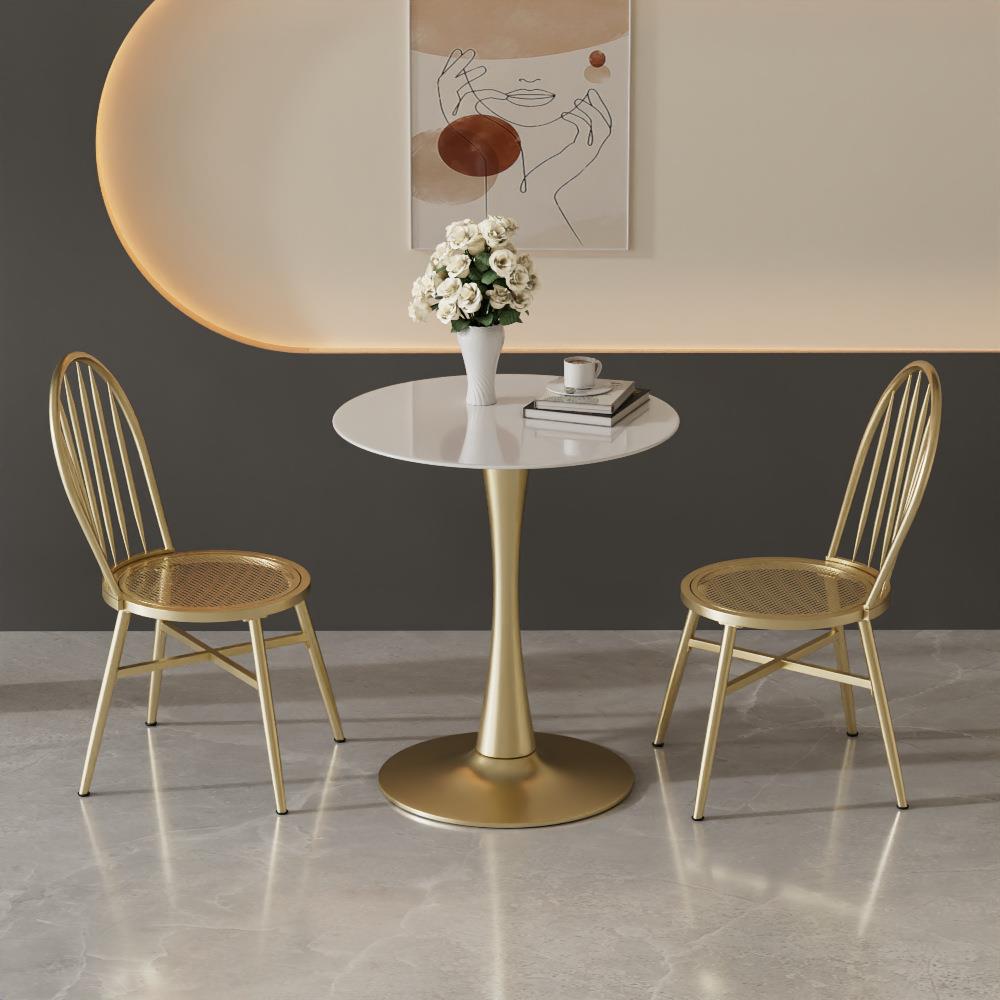 轻奢钢化玻璃圆桌奶茶店办公室接待洽谈桌椅组合家用小户型阳台桌