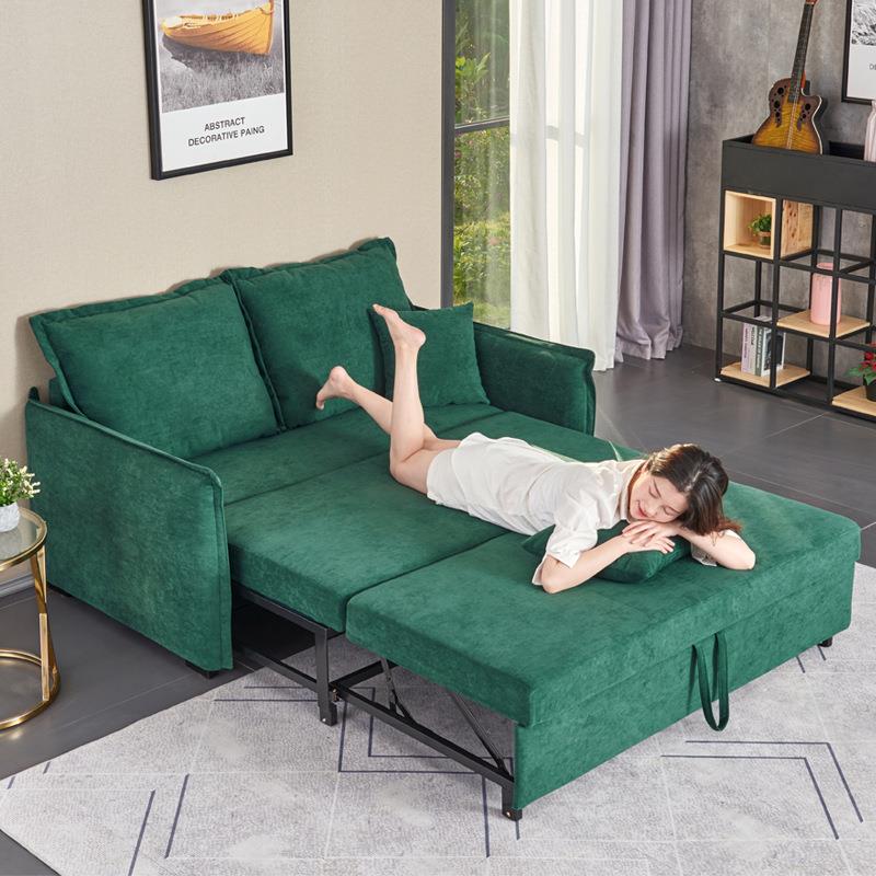 沙发床带床垫北欧简约多功能翻转型铁架沙发床两用可折叠