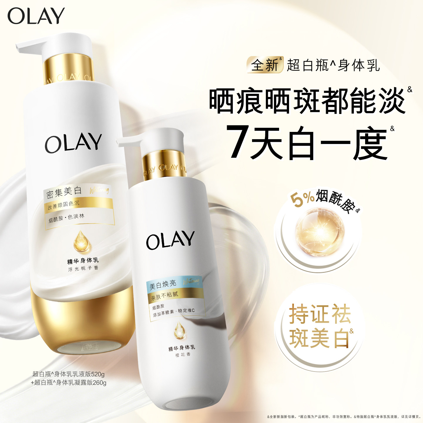 OLAY玉兰油超白瓶美白身体乳添加烟酰胺保湿补水滋润持久留香正品图片