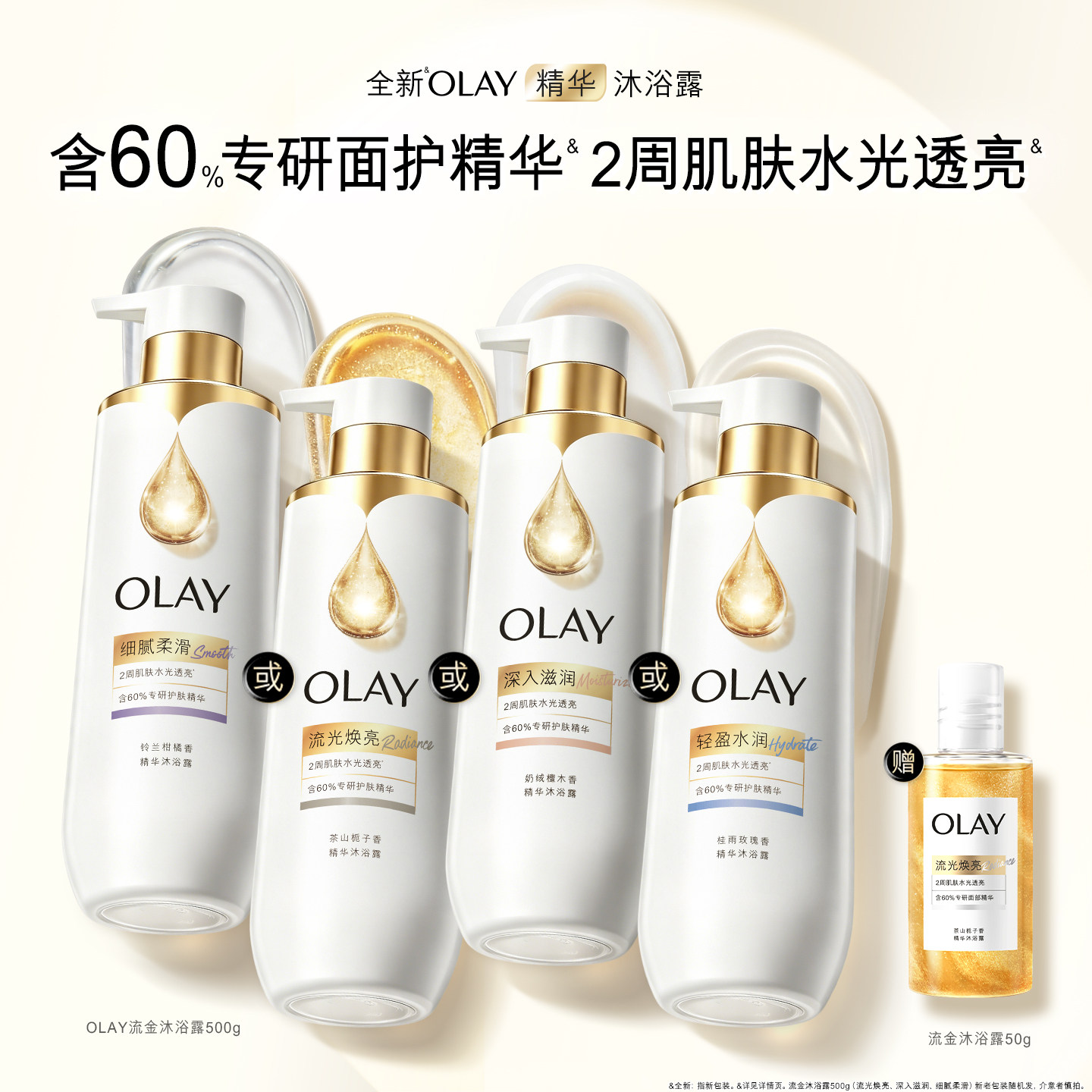 OLAY流金精华沐浴露男女士添加烟酰胺果酸香氛沐浴乳液玉兰油