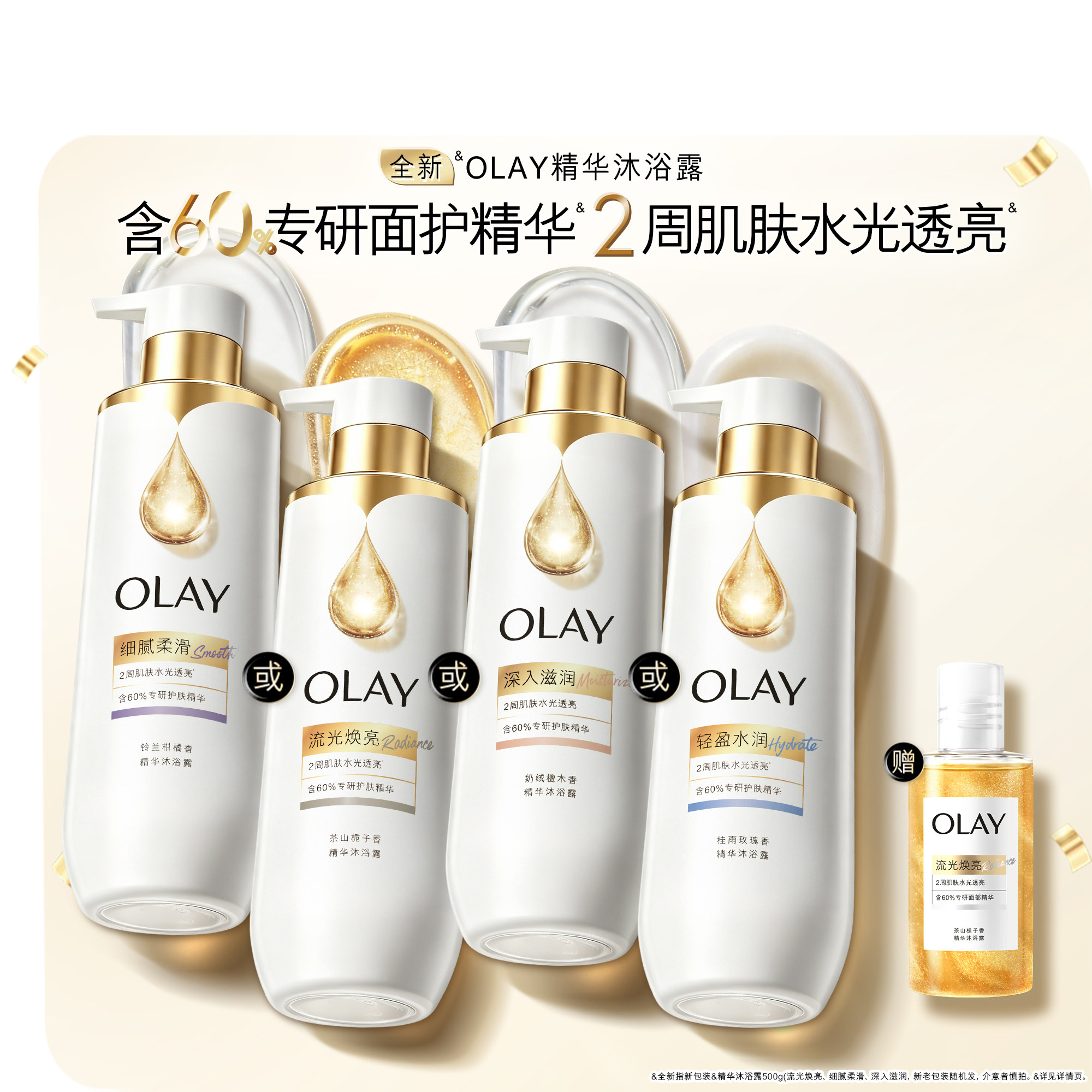 OLAY流金精华沐浴露男女士添加烟酰胺果酸香氛沐浴乳液玉兰油