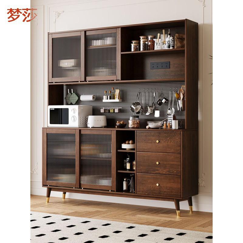 6uD新中式实木餐边柜酒柜一体靠墙现代简约储物柜餐厅高柜茶水柜