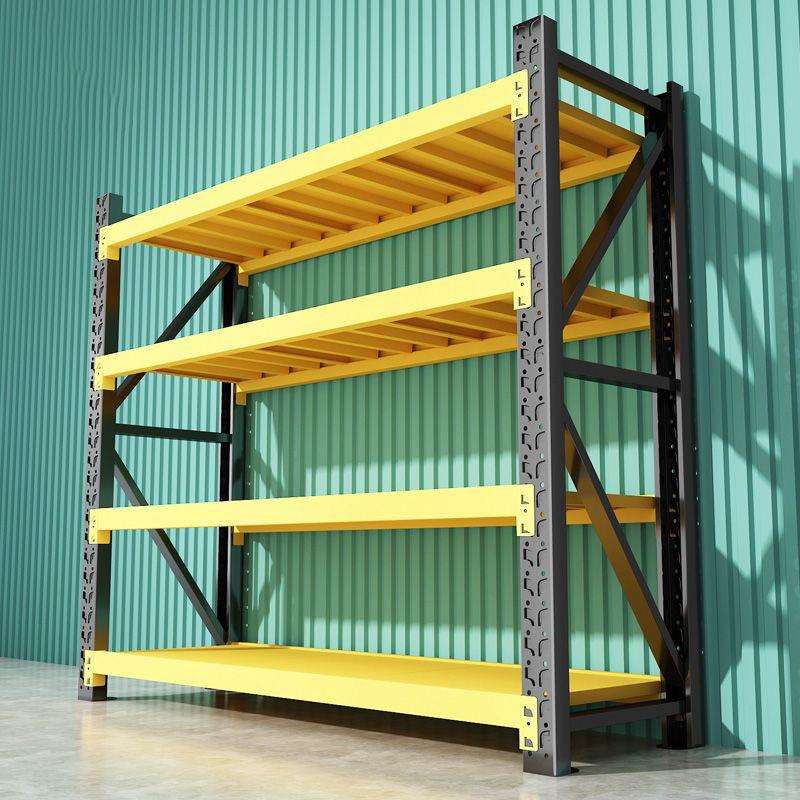 超市多层超市重型库房铁架子仓库仓储货架展示家用置物架黑黄货架