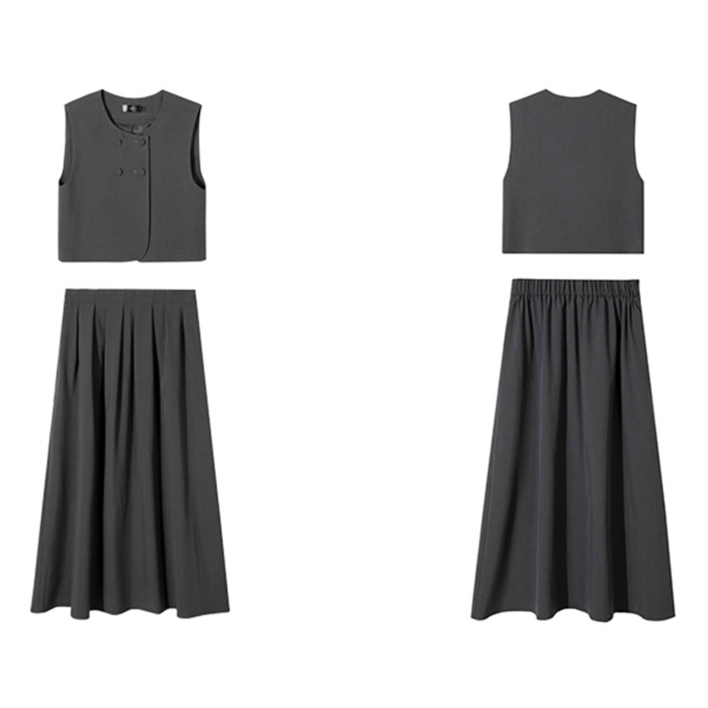 专柜价1159【语】剪标春季圆领西装马甲半身裙两件套22714/天-225