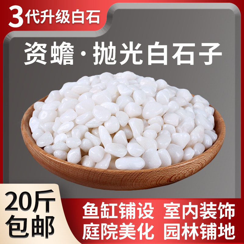 白色鹅卵石大小鹅软石天然雨花石原石庭院石头阳台造景铺地白石子