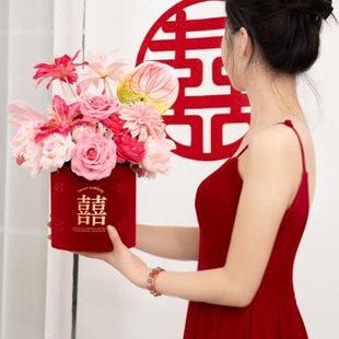 订婚宴场景装 结婚礼仿真花朵盆栽摆件婚房布置套装 饰婚庆用品大全