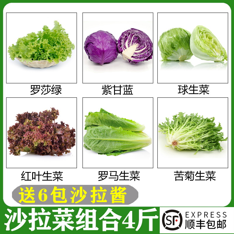 新鲜生菜组合4斤混合沙拉菜生吃轻食套餐沙拉食材组合健身蔬菜包