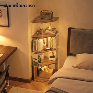 墙角转角柜书架落地置物架实木书柜储物柜一体转角柜展示三角柜子