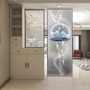 艺术玻璃鞋柜上的屏风正对入新中式半墙柜客厅玄关遮挡穿堂风隔断