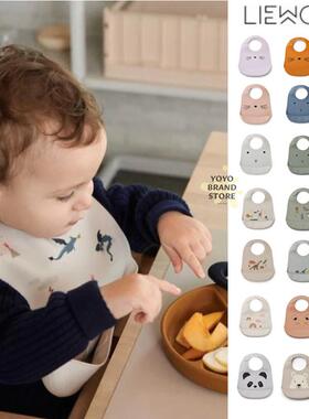 7折丹麦Liewood婴幼儿童宝宝辅食饭兜硅胶围兜安全防水超软超轻