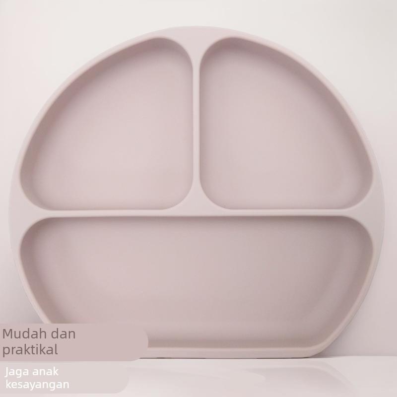 宝宝笑脸硅胶餐盘一体式分隔餐盘儿童吸盘式硅胶餐盘勺叉套装母婴