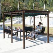 葡萄架庭院防腐木户外亭子秋千遮阳遮雨棚碳化木塑木爬藤简易凉亭