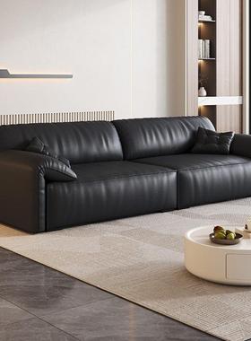 意式极简baxter大象耳朵真皮沙发客厅直排小户型现代简约牛皮沙发