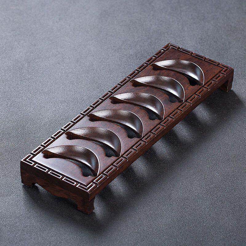 茶道实木茶杯架茶具配件功夫晾杯架置物黑檀木收纳架沥水杯垫杯托