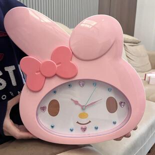 美乐蒂挂钟挂墙闹钟可爱卡通静音时钟客厅卧室扫秒钟表石英钟