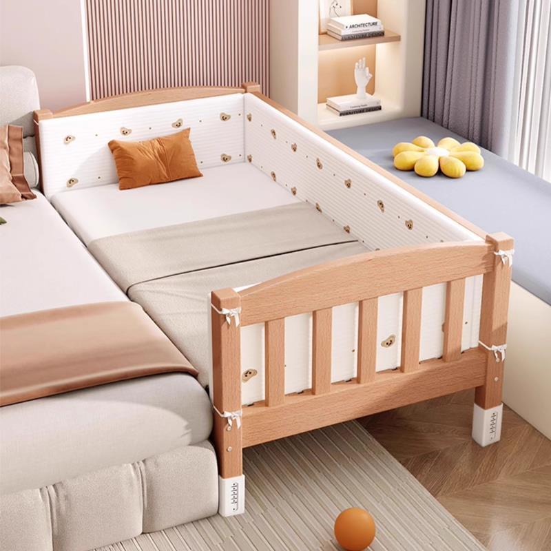 齐昱榉木儿童床带护栏小床婴儿男孩女孩公主床单人床边床加宽拼接