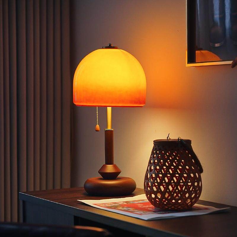 蘑菇台灯卧室床头灯覆古包豪斯老上海书房装饰摆饰气氛灯实木灯具,家装灯饰光源,装饰台灯,淘宝优惠券,粉丝福利购,淘宝优惠卷