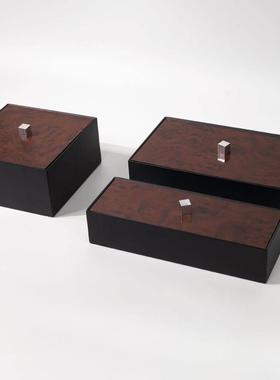 现代简约果木纹装饰首饰盒收纳客厅样板间卧室衣帽间收纳装饰摆件