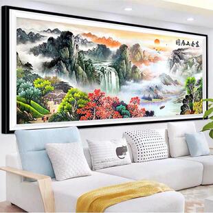 富春山居图5d钻石画 画2023新款客厅满钻十字绣钻石绣高级感山水