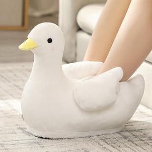 大白鹅棉拖鞋 女士冬季 可爱全包根毛绒家居室内女式 保暖搞怪毛毛鞋