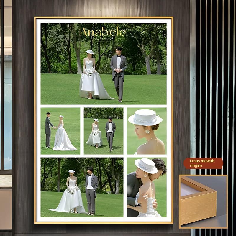 婚纱照相框放大挂墙洗照片玄关装饰画全家福相片结婚照多宫格挂画