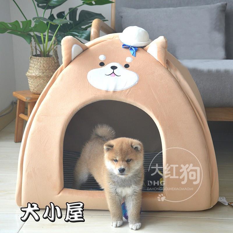 柴犬御用海军风狗窝房子秋冬保暖日本铜锣烧猫窝狗狗睡垫深度睡眠