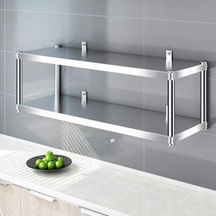 厨房不锈钢吊架三层挂墙壁挂式后厨置物架2上墙微波炉调味罐架