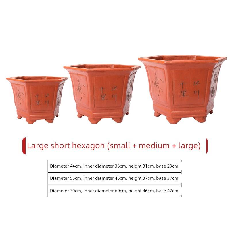 大型花盆陶瓷家用大型六角形盆景盆栽钱树特大型花盆手工庭院特惠
