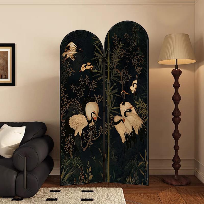 法式中古屏风隔断客厅小户型覆古沙发背景折叠移动轻奢高级感折屏