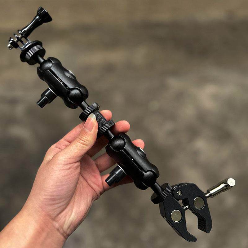 可携式车用金属蟹钳夹手机架机车360x3相机支架Gopro运动车把