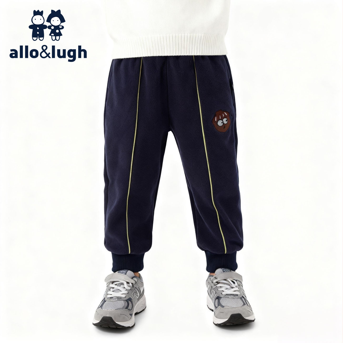 阿路和如男童长裤子2025秋冬新款男孩潮刺绣摇粒绒休闲裤