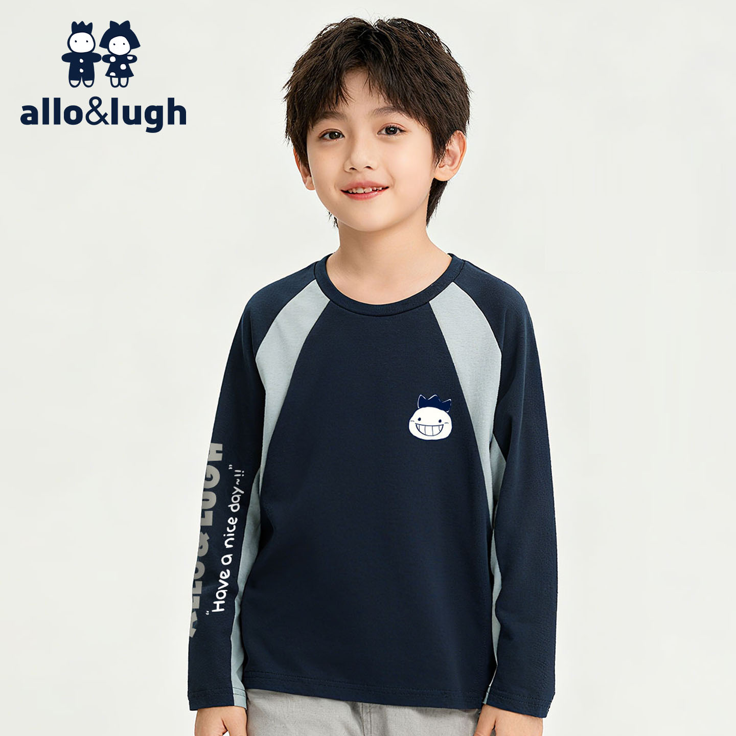 阿路和如男童秋装儿童春秋T恤跑步休闲运动长袖大童新款羽毛球服