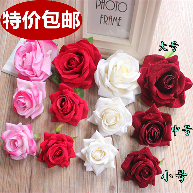 DIY仿真绒布玫瑰花头花朵胸花帽子装饰花拍摄道具拱门花饰花骨朵