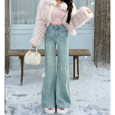 乔栈微喇裤长裤阔腿拖地裤高腰