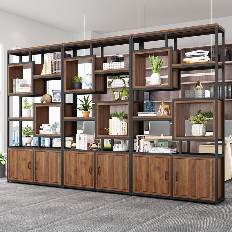 铁艺书架落地钢木货架客厅多层花架子收纳架办公室屏风隔断置物架