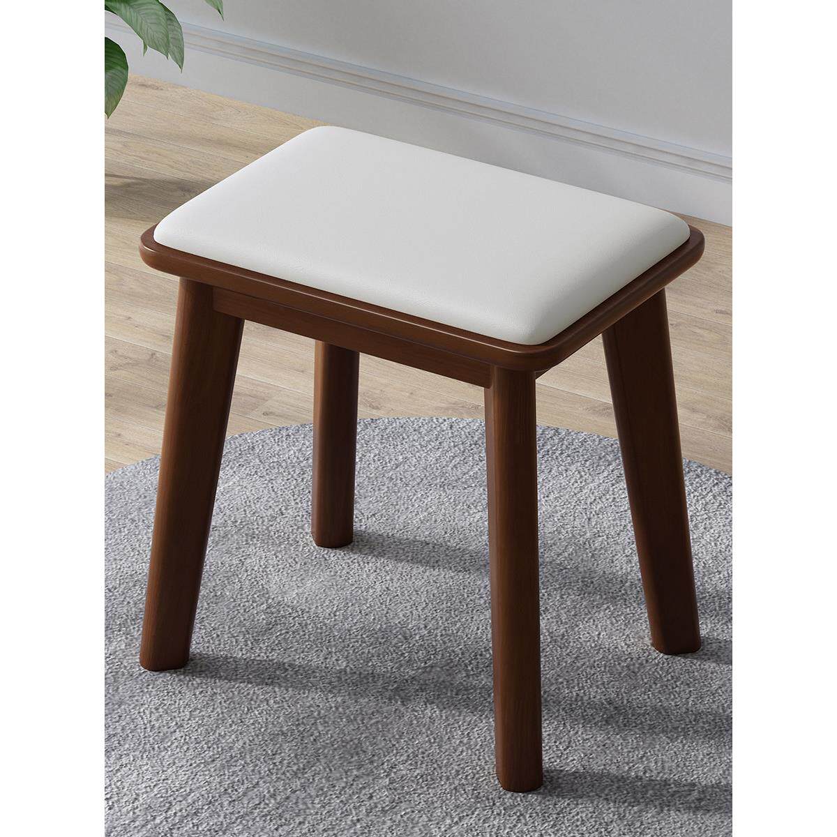 实木梳妆台凳子家用简约现代学习凳方凳卧室舒适软包化妆凳梳妆凳
