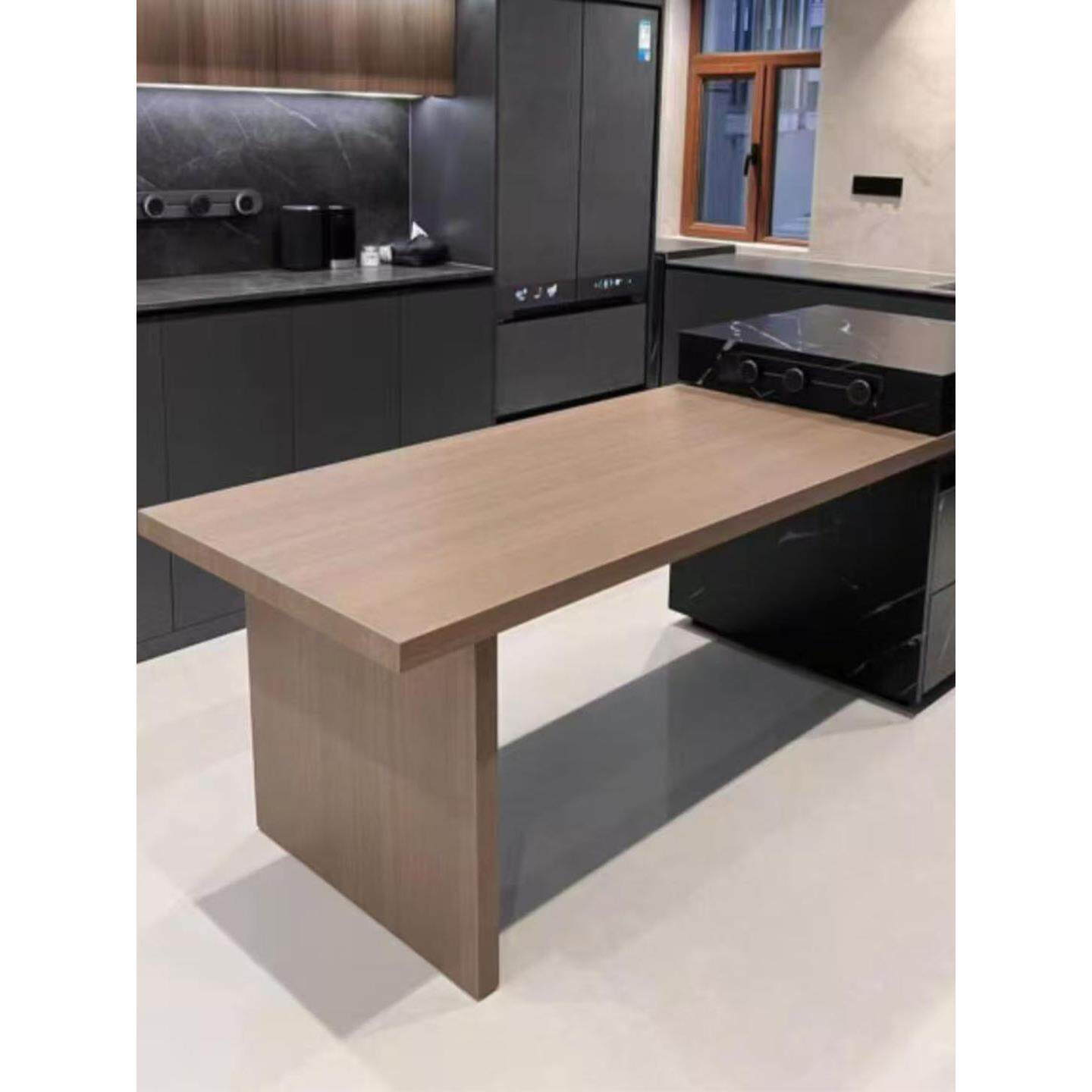 中古风岩板岛台餐桌一体家用定制小户型吧台意式极简厨房岩板倒台