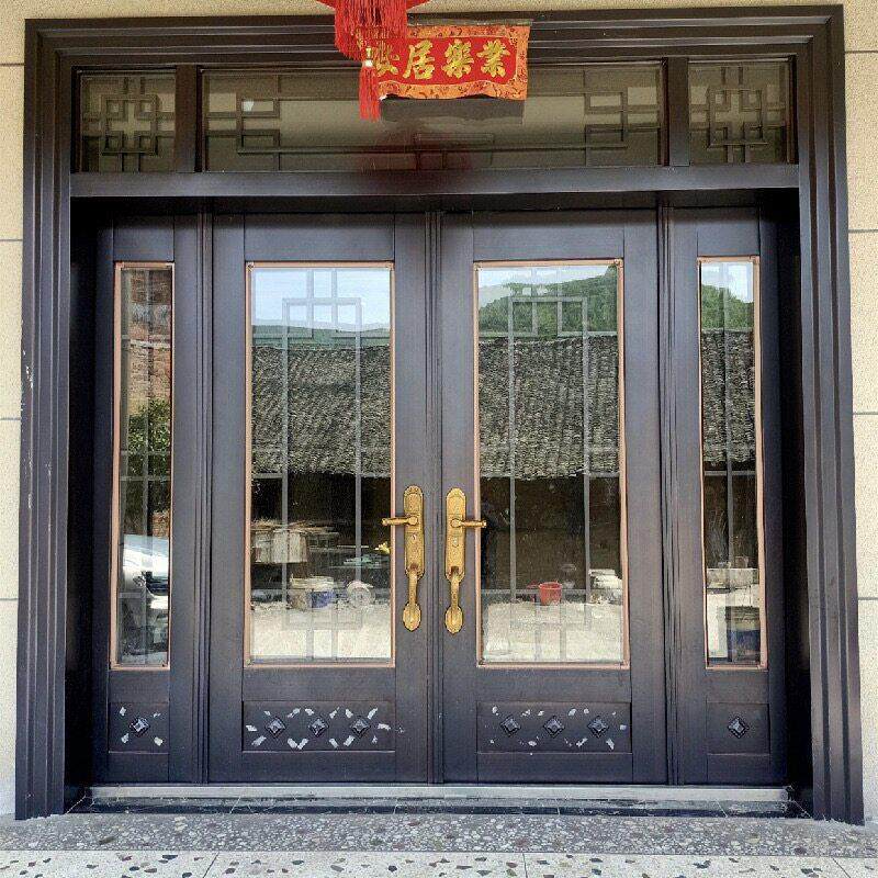 农村自建房大门进户门彷铜门锌合金双门乡村庭院防盗门别墅大门