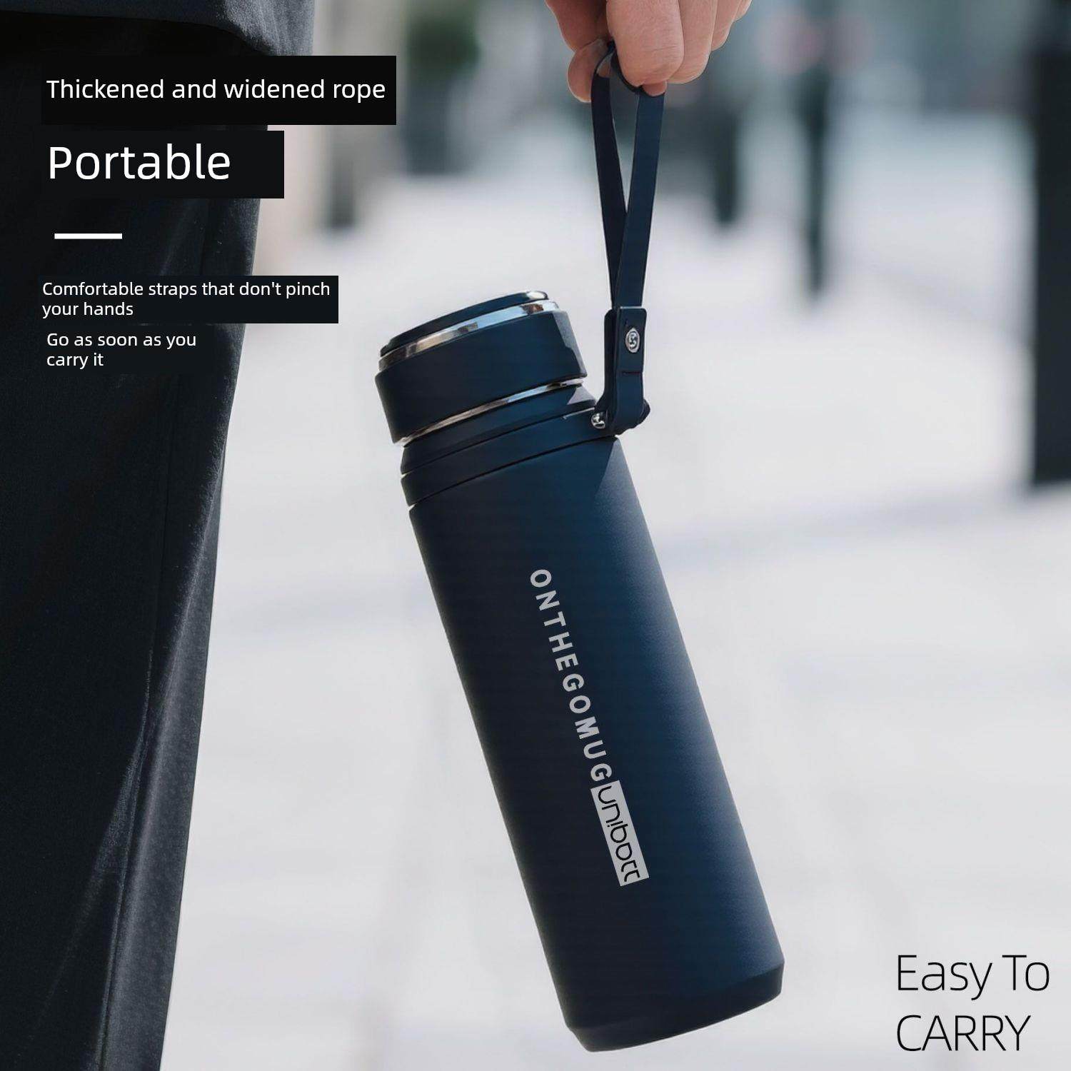 Unibott高看男士大容量温度显示保温杯316不锈钢茶杯户外水杯