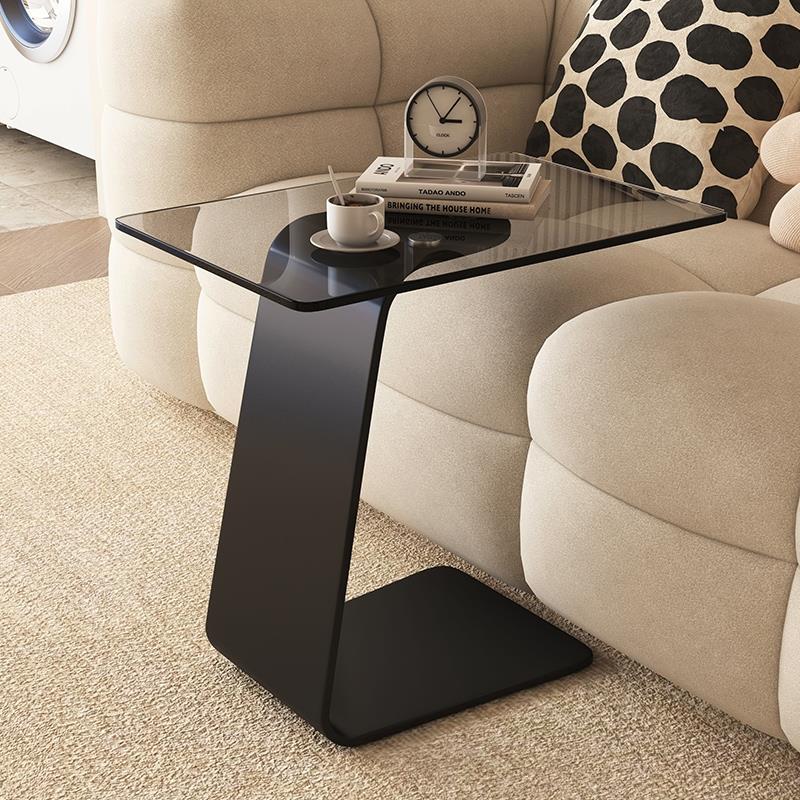 钢化玻璃意式极简沙发边几客厅家用小茶几现代简约轻奢高级感角几