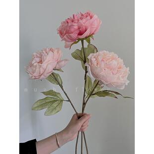 牡丹人造花加花瓶高枝人造花插花婚礼插花玫瑰桌插花客厅插花