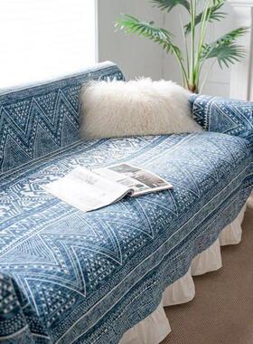新中式覆古黑灰蓝色扎染民族风全包组合沙发盖布钢琴防尘罩巾桌布