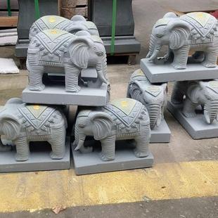 石雕石头大象公母一对青石看门招财镇宅摆件庭院别墅大门口吸水象