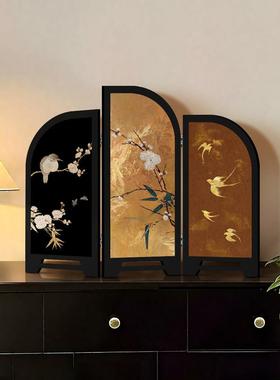 中古风高级感屏风桌面摆件玄关柜电视柜茶桌家居装饰品礼客厅摆画