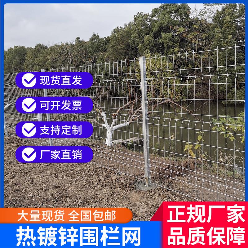 热浸镀锌防锈铁丝护栏网鱼塘河道防护网围栏圈地围网栏铁栅栏杆养